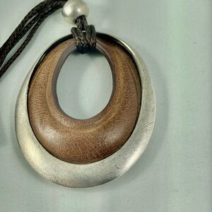 Sarah Pacini Silver and Brown Oval Necklace